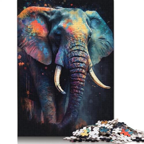 Puzzle 1000 Teile Graffiti Tier Elefant Puzzle Holzpuzzle Tolles Geschenk für Erwachsene 75x50cm von LiJianXXXB