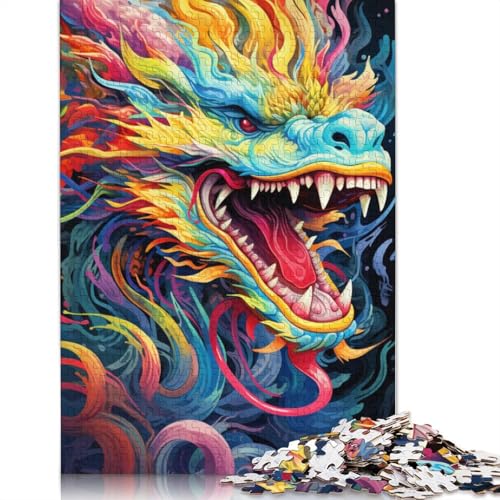 Puzzle 1000 Teile Happy Dragon Puzzle für Erwachsene Kartonpuzzle Lernspielzeug 38x26cm von LiJianXXXB