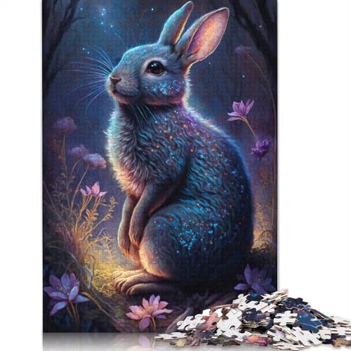 Puzzle 1000 Teile Kaninchen Blume Galaxie Puzzle für Erwachsene Holzpuzzle Familienspiele Größe: 75x50cm von LiJianXXXB