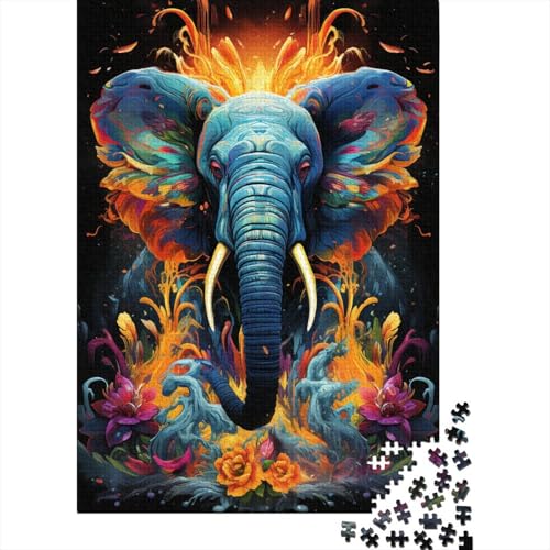 Puzzle 1000 Teile Puzzle für Erwachsene und Kinder, farbenfrohes psychedelisches Puzzle mit deutschem Schäferhund, aus Holz, anspruchsvolles Spiel, 50 x 75 cm von LiJianXXXB