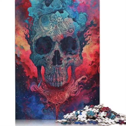 Puzzle 1000 Teile Totenkopf mit Farben Puzzle für Erwachsene Karton Puzzle Lernspielzeug 38x26cm von LiJianXXXB