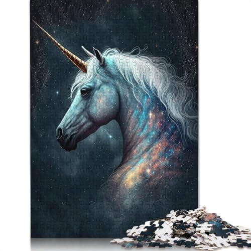 Puzzle 1000 Teile Weltraum-Einhorn-Puzzle für Erwachsene, Holzpuzzle, Dekomprimieren, geistiges Lernspielzeug, Größe: 75 x 50 cm von LiJianXXXB