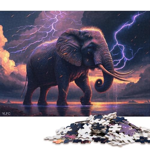 Puzzle 1000 Teile für Erwachsene, Art Dream Elephant, Puzzles für Erwachsene, Holzpuzzles, Spielzeug, Denkspiel, 75 x 50 cm von LiJianXXXB