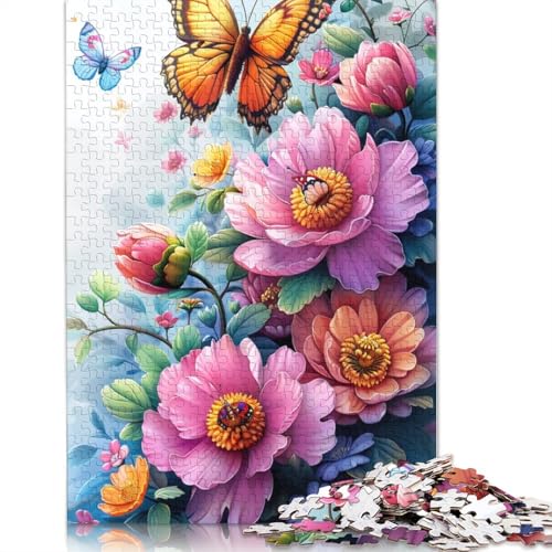 Puzzle 1000 Teile für Erwachsene, Blumen- und Schmetterlingspuzzle für Erwachsene, Kartonpuzzle, Puzzle – anspruchsvolles Spiel, 38 x 26 cm von LiJianXXXB