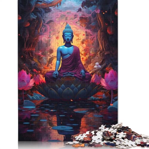 Puzzle 1000 Teile für Erwachsene, Bunte Buddha-Statue, Puzzle für Erwachsene, Karton-Puzzle, Spielzeug, Wanddekoration, Größe 38 x 26 cm von LiJianXXXB