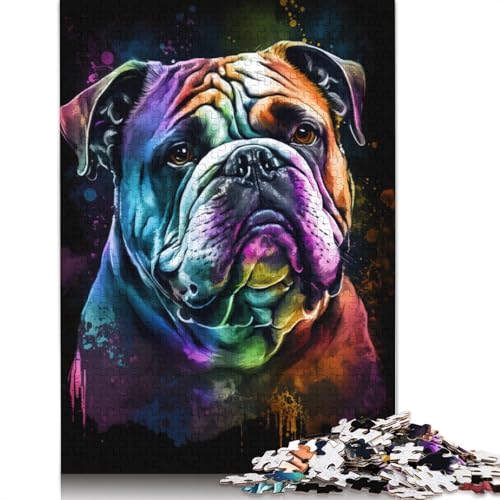 Puzzle 1000 Teile für Erwachsene, Bunte Graffiti-Bulldogge, Puzzles für Erwachsene, Kartonpuzzle, Spielzeug, Denkspiel, 38 x 26 cm von LiJianXXXB