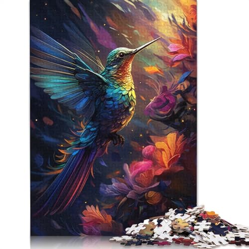 Puzzle 1000 Teile für Erwachsene, Bunte Psychedelia der galaktischen Kolibris, Puzzle für Erwachsene, Holzpuzzle, Spielzeug, Wanddekoration, Größe 75 x 50 cm von LiJianXXXB