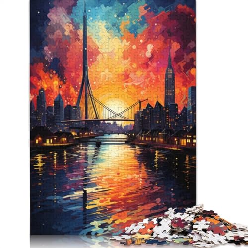 Puzzle 1000 Teile für Erwachsene, Bunte Psychedelia in Rotterdam, Puzzle für Erwachsene, Holzpuzzle, Spielzeug, Wanddekoration, Größe 75 x 50 cm von LiJianXXXB