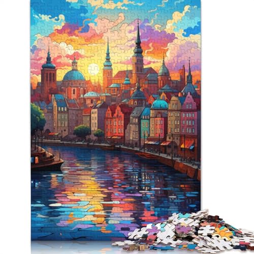 Puzzle 1000 Teile für Erwachsene, Bunte Psychedelia in Rovinj, Puzzle für Erwachsene, Karton-Puzzle, Spielzeug, Wanddekoration, Größe 38 x 26 cm von LiJianXXXB