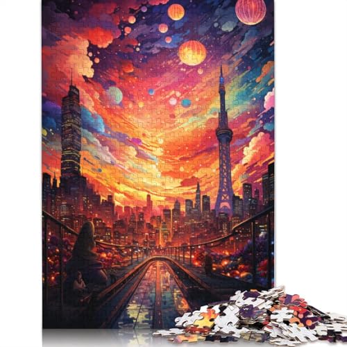 Puzzle 1000 Teile für Erwachsene, Bunte Psychedelie atemberaubender Städte, Puzzle für Erwachsene, Holzpuzzle, Spielzeug, Wanddekoration, Größe 75 x 50 cm von LiJianXXXB