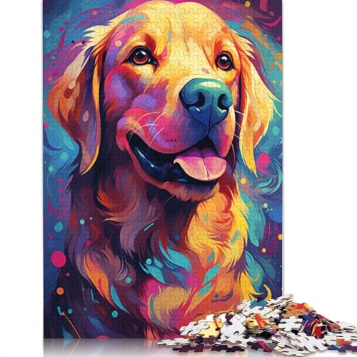 Puzzle 1000 Teile für Erwachsene, Bunte Psychedelie süßer Hunde, Puzzle für Erwachsene, Holzpuzzle, Spielzeug, Wanddekoration, Größe 75 x 50 cm von LiJianXXXB