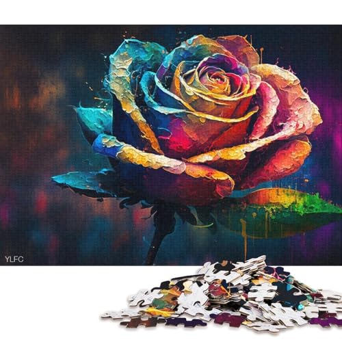 Puzzle 1000 Teile für Erwachsene, Bunte Rosen, Puzzles für Erwachsene, Kartonpuzzle, Spielzeug, Denkspiel, 38 x 26 cm von LiJianXXXB