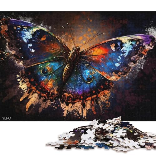 Puzzle 1000 Teile für Erwachsene, Bunte Schmetterlings-Puzzles, Holzpuzzles, tolles Geschenk für Erwachsene (Größe 75 * 50 cm) von LiJianXXXB