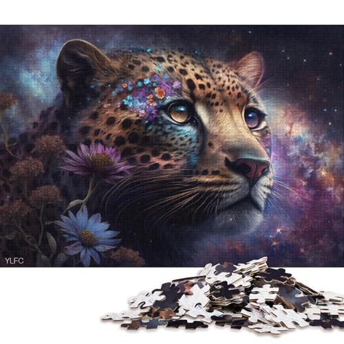 Puzzle 1000 Teile für Erwachsene, Cosmic Leopard, Puzzle für Erwachsene, Holzpuzzle, Spielzeug, Wanddekoration, 75 x 50 cm von LiJianXXXB