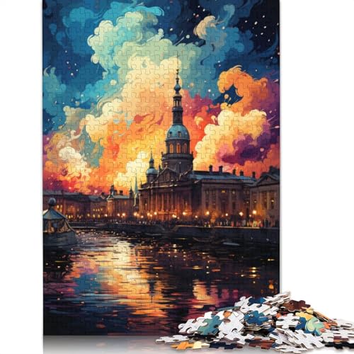 Puzzle 1000 Teile für Erwachsene, Das psychedelische Christiansborg-Palast-Puzzle für Erwachsene, Karton-Puzzle-Spielzeug, Wanddekoration, Größe 38 x 26 cm von LiJianXXXB