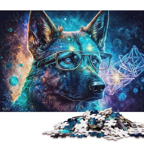 Puzzle 1000 Teile für Erwachsene, Deutscher Schäferhund-Krieger, Puzzle aus Holz, tolles Geschenk für Erwachsene (Größe 75 * 50 cm) von LiJianXXXB