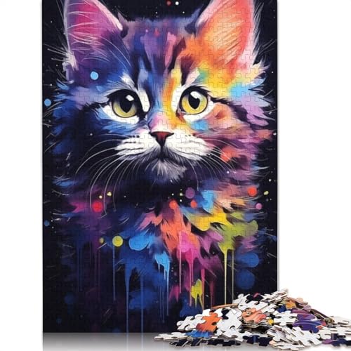 Puzzle 1000 Teile für Erwachsene, Fantasie-Puzzle mit Buntem Kätzchen, Holzpuzzle, Spielzeug, Wanddekoration, Größe 75 x 50 cm von LiJianXXXB