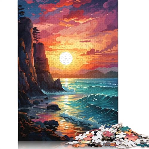 Puzzle 1000 Teile für Erwachsene, Fantasie-Strand bei Sonnenuntergang, Puzzle für Erwachsene, Karton-Puzzle, Spielzeug, Wanddekoration, Größe 38 x 26 cm von LiJianXXXB