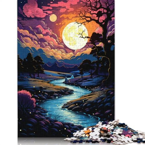 Puzzle 1000 Teile für Erwachsene, Fantasielandschaft unter Sonnenuntergang, Puzzle für Erwachsene, Holzpuzzle, Spielzeug, Wanddekoration, Größe 75 x 50 cm von LiJianXXXB