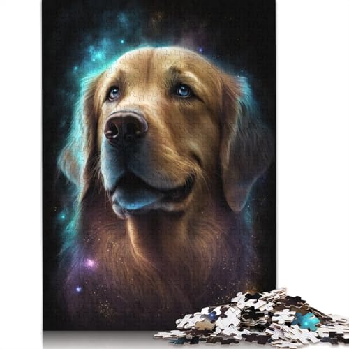 Puzzle 1000 Teile für Erwachsene, Galaxie, Weltraum, Golden Retriever, Puzzle aus Pappe, tolles Geschenk für Erwachsene, Größe: 38 x 26 cm von LiJianXXXB