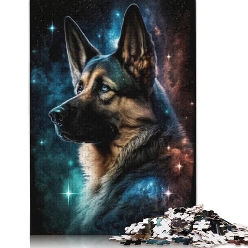 Puzzle 1000 Teile für Erwachsene, Galaxy Art, Deutscher Schäferhund, Puzzle für Erwachsene, Holzpuzzle, dekomprimierendes, intellektuelles Lernspielzeug (Größe 75 x 50 cm) von LiJianXXXB