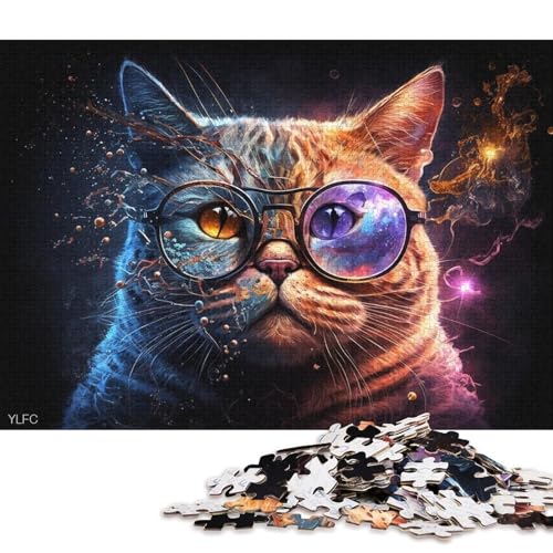 Puzzle 1000 Teile für Erwachsene, Garfield-Katze mit Brille, Puzzle aus Holz, tolles Geschenk für Erwachsene (Größe 75 * 50 cm) von LiJianXXXB