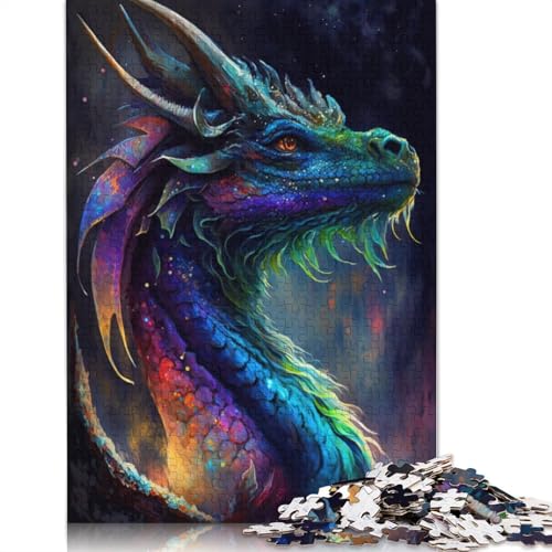 Puzzle 1000 Teile für Erwachsene, Graffiti-Puzzle mit fliegendem Drachen, Holzpuzzle für Erwachsene, anspruchsvolles Spiel, 75 x 50 cm von LiJianXXXB