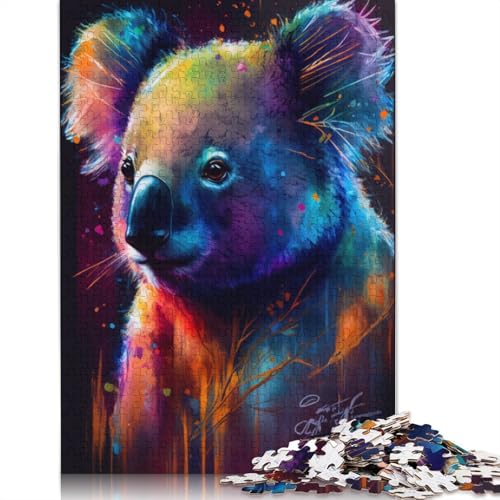 Puzzle 1000 Teile für Erwachsene, Graffiti-Tier, Koala, Puzzle für Erwachsene, Kartonpuzzle, Spielzeug, Denkspiel, 38 x 26 cm von LiJianXXXB