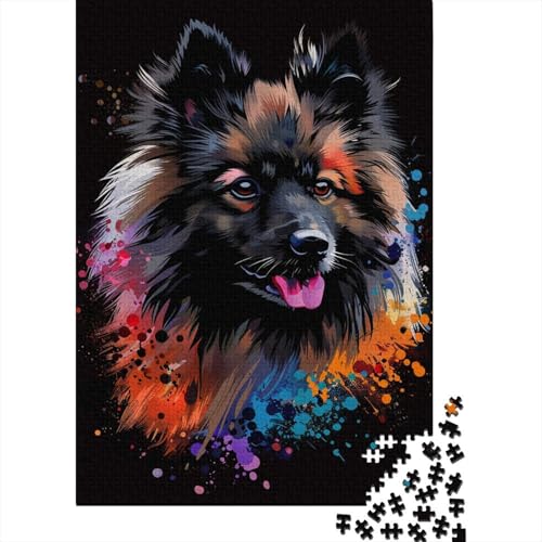 Puzzle 1000 Teile für Erwachsene, Keeshond-Hunde-Kunstpuzzle für Erwachsene, Holzpuzzle, anspruchsvolles Spielpuzzle (Größe 75 x 50 cm) von LiJianXXXB