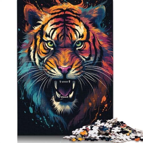 Puzzle 1000 Teile für Erwachsene, Majestätisches Gemälde, Tiger-Puzzle für Erwachsene, Karton-Puzzle, Spielzeug, Wanddekoration, Größe 38 x 26 cm von LiJianXXXB