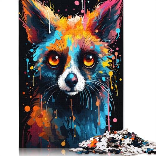 Puzzle 1000 Teile für Erwachsene, Malen, buntes Lemur-Puzzle für Erwachsene, Karton-Puzzle-Spielzeug, Wanddekoration, Größe 38 x 26 cm von LiJianXXXB