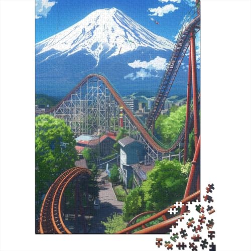 Puzzle 1000 Teile für Erwachsene, Mount Fuji, Japan, kreatives quadratisches Puzzle für Erwachsene und Kinder, Holzbrettpuzzle, Heimdekoration, Puzzlespielzeug, Größe: 75 x 50 cm von LiJianXXXB