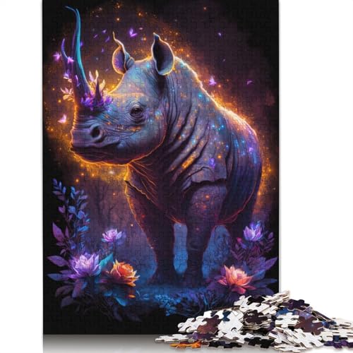 Puzzle 1000 Teile für Erwachsene, Nashorn, Blume, Galaxie, Puzzle für Kinder, Holzpuzzle, Lernspiele für Erwachsene und Kinder, Größe: 75 x 50 cm von LiJianXXXB