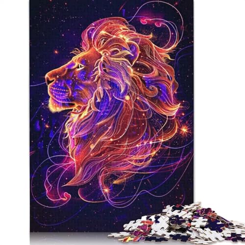 Puzzle 1000 Teile für Erwachsene, Neon-Löwe-Puzzle, Kartonpuzzle, tolles Geschenk für Erwachsene, 38 x 26 cm von LiJianXXXB