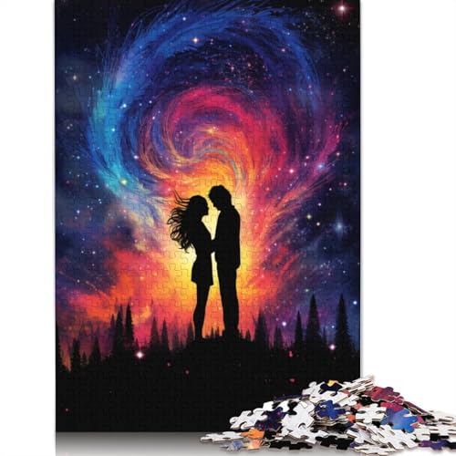 Puzzle 1000 Teile für Erwachsene, Paar unter dem Sternenhimmel, Puzzle für Erwachsene, Karton-Puzzle, Spielzeug, Wanddekoration, Größe 38 x 26 cm von LiJianXXXB