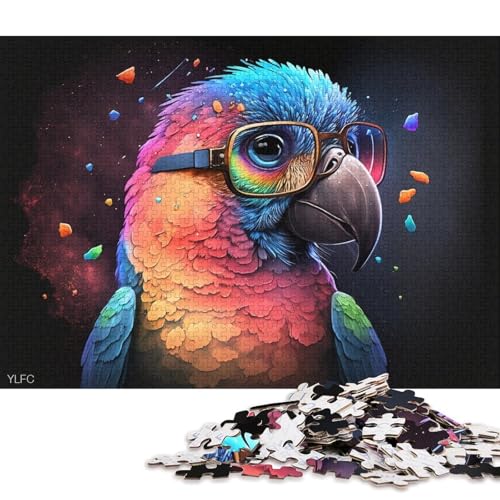 Puzzle 1000 Teile für Erwachsene, Papagei mit Brille, Puzzles für Erwachsene, Kartonpuzzle, Spielzeug, Denkspiel, 38 x 26 cm von LiJianXXXB