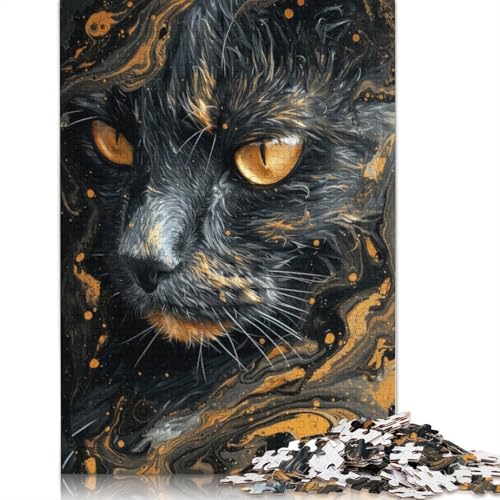 Puzzle 1000 Teile für Erwachsene, Psychedelic Art Cat, Puzzle für Erwachsene, Kartonpuzzle, Puzzle – anspruchsvolles Spiel, 38 x 26 cm von LiJianXXXB