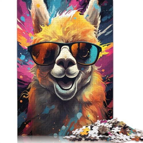 Puzzle 1000 Teile für Erwachsene, Psychedelisches Farbgemälde, Alpaka-Puzzle für Kinder, Kartonpuzzle, Heimdekoration, Größe 38 x 26 cm von LiJianXXXB