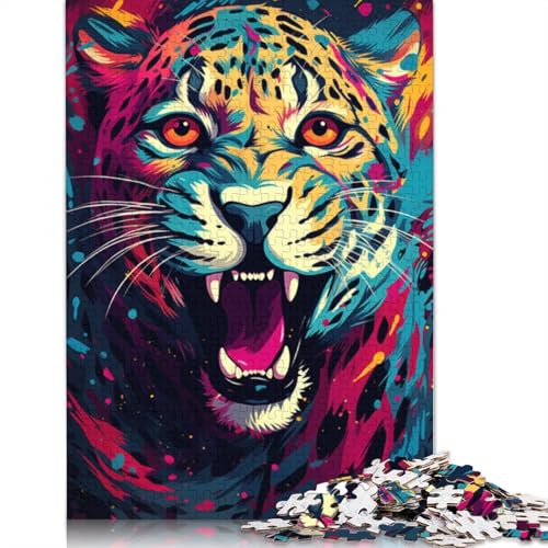 Puzzle 1000 Teile für Erwachsene, Psychedelisches Graffiti, buntes Leoparden-Puzzle für Erwachsene, Holzpuzzle, Spielzeug, Wanddekoration, Größe 75 x 50 cm von LiJianXXXB