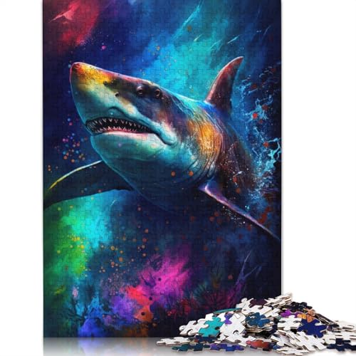 Puzzle 1000 Teile für Erwachsene, Puzzle mit Hai-Motiv, Puzzle für Erwachsene, Kartonpuzzle, Spielzeug, Denkspiel, 38 x 26 cm von LiJianXXXB