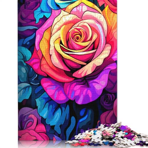 Puzzle 1000 Teile für Erwachsene, Rose, buntes Puzzle für Erwachsene, Karton-Puzzle, Spielzeug, Wanddekoration, Größe 38 x 26 cm von LiJianXXXB