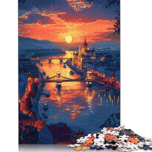 Puzzle 1000 Teile für Erwachsene, Stadt bei Sonnenuntergang, Puzzle aus Karton, tolles Geschenk für Erwachsene, 38 x 26 cm von LiJianXXXB