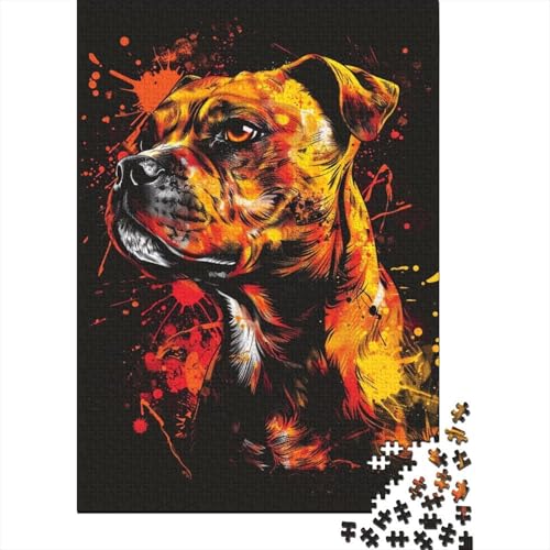 Puzzle 1000 Teile für Erwachsene, Staffordshire Bull Terrier Dog, Puzzle für Erwachsene, Holzpuzzle, Puzzle, praktisches Spiel (Größe 75 x 50 cm) von LiJianXXXB