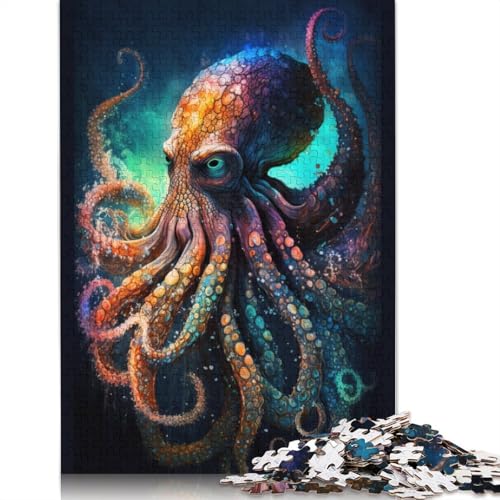 Puzzle 1000 Teile für Erwachsene, Unterwasser-Oktopus-Puzzle, Holzpuzzle für Erwachsene, anspruchsvolles Spiel, 75 x 50 cm von LiJianXXXB