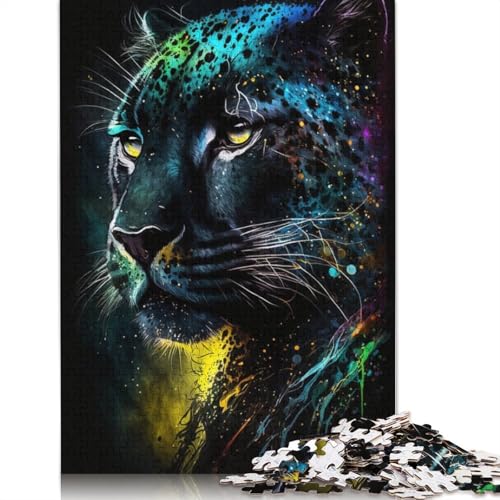 Puzzle 1000 Teile für Erwachsene, Wild Black Leopard Graffiti Puzzle, Kartonpuzzle für Erwachsene, anspruchsvolles Spiel, 38 x 26 cm von LiJianXXXB