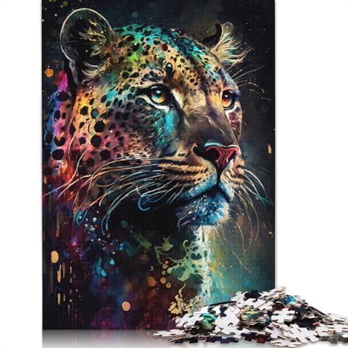 Puzzle 1000 Teile für Erwachsene, Wild Leopard Graffiti, Puzzles für Erwachsene, Holzpuzzle, Spielzeug, Denkspiel, 75 x 50 cm von LiJianXXXB