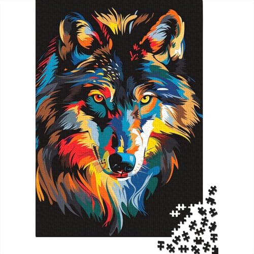 Puzzle 1000 Teile für Erwachsene, Wolf-Graffiti-Kunst-Puzzle für Erwachsene, Holzpuzzle, anspruchsvolles Spielpuzzle (Größe 75 x 50 cm) von LiJianXXXB