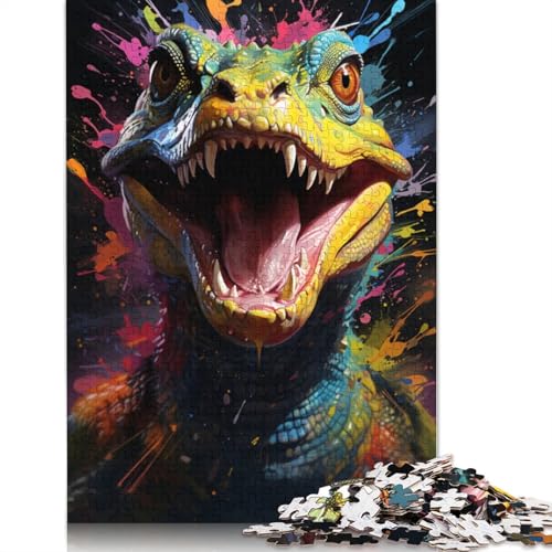 Puzzle 1000 Teile für Erwachsene, buntes Fantasie-Krokodil-Puzzle für Erwachsene, Holzpuzzle-Spielzeug, Wanddekoration, Größe 75 x 50 cm von LiJianXXXB