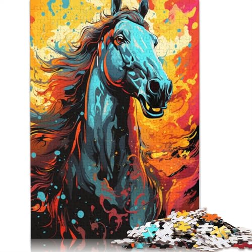 Puzzle 1000 Teile für Erwachsene, buntes Fantasie-Pferde-Puzzle für Erwachsene, Karton-Puzzle-Spielzeug, Wanddekoration, Größe 38 x 26 cm von LiJianXXXB