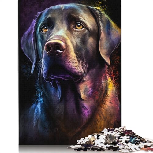 Puzzle 1000 Teile für Erwachsene, buntes Graffiti-Labrador-Puzzle, Puzzle für Erwachsene, Kartonpuzzle, Spielzeug, Denkspiel, 38 x 26 cm von LiJianXXXB